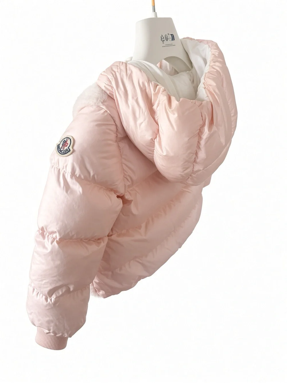Moncler Pale Pink Hooded Kids Puffer Jacket